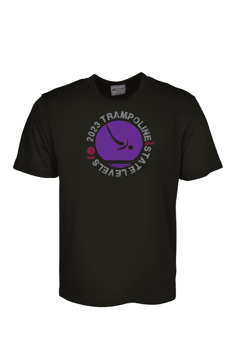 2023 Gym QLD Trampoline State Levels- Black Tee Shirt