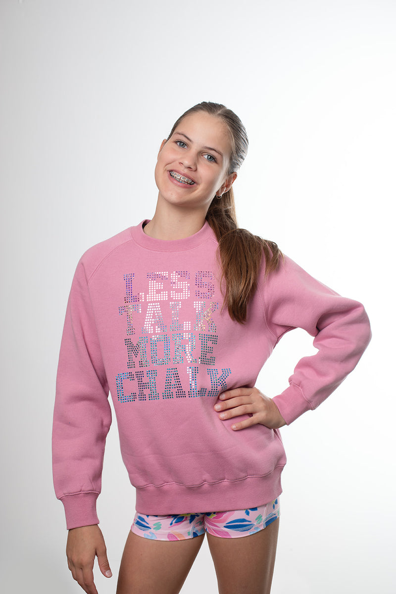 Less Talk More Chalk Crew Neck Jumper- Musk