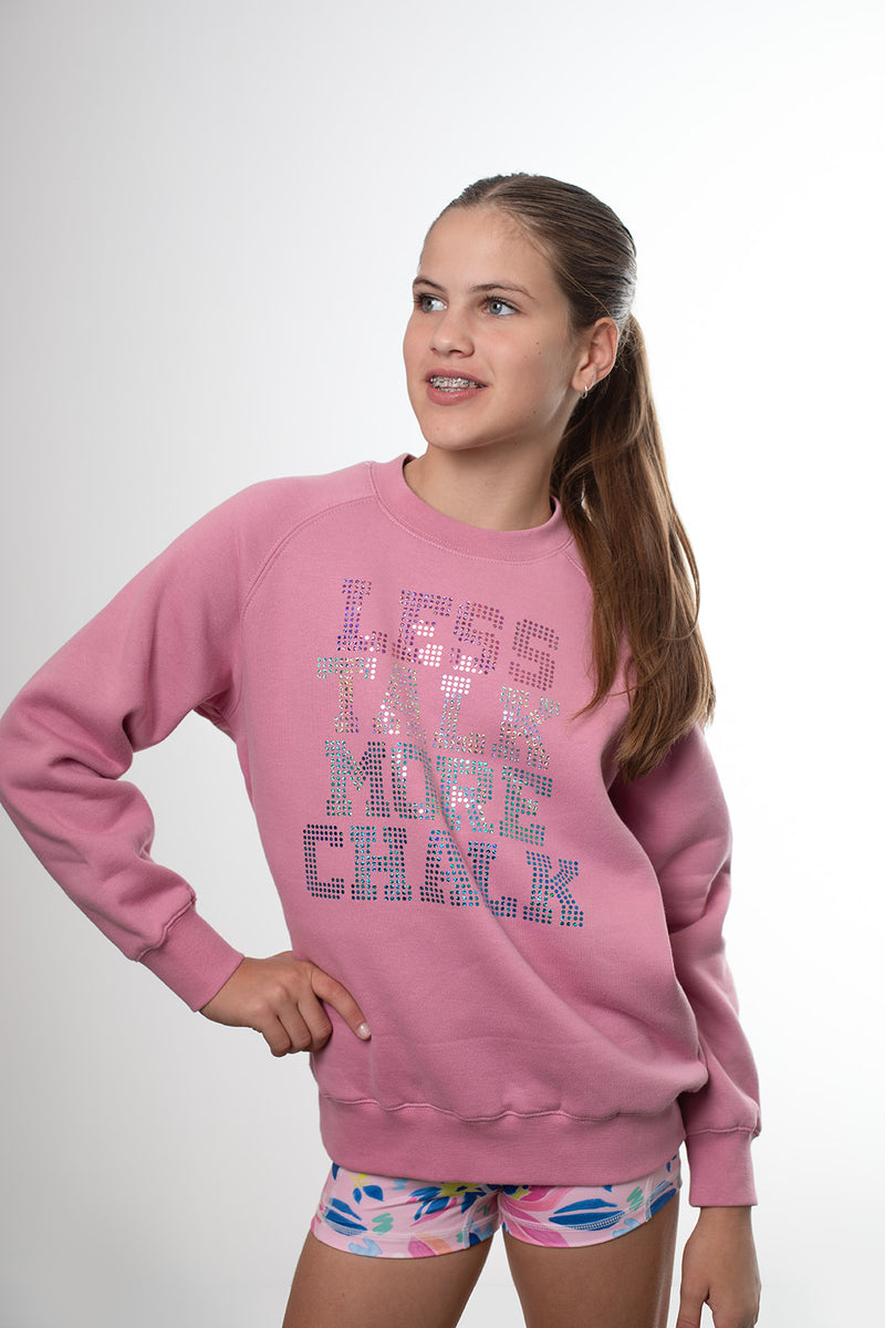 Less Talk More Chalk Crew Neck Jumper- Musk