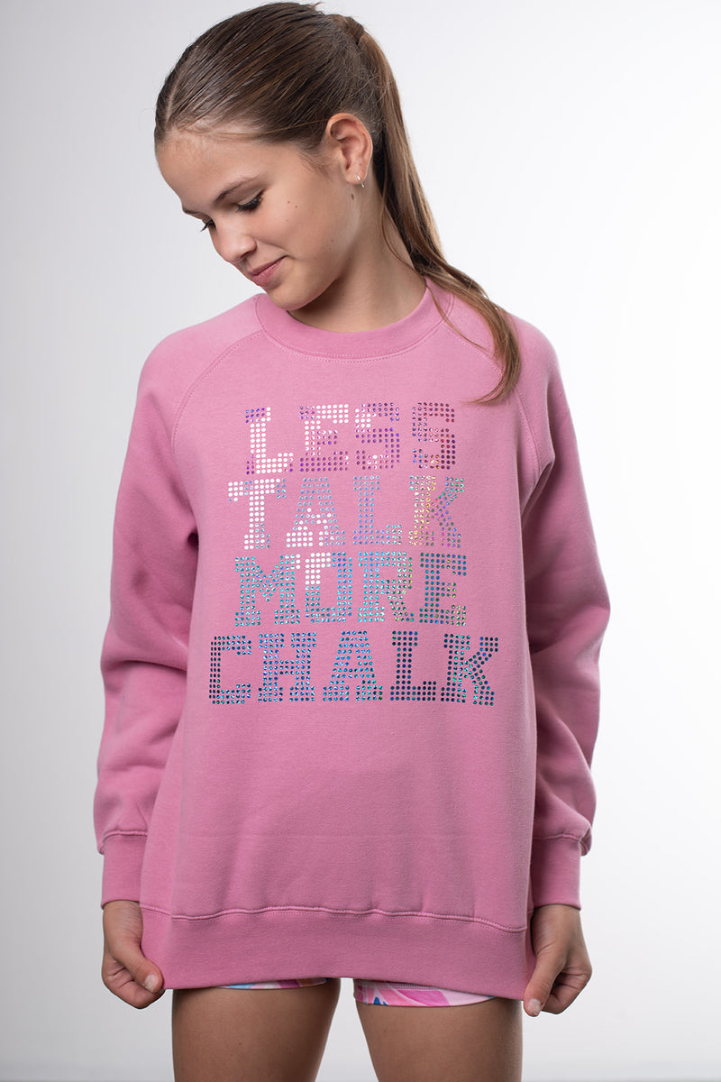 Less Talk More Chalk Crew Neck Jumper- Musk