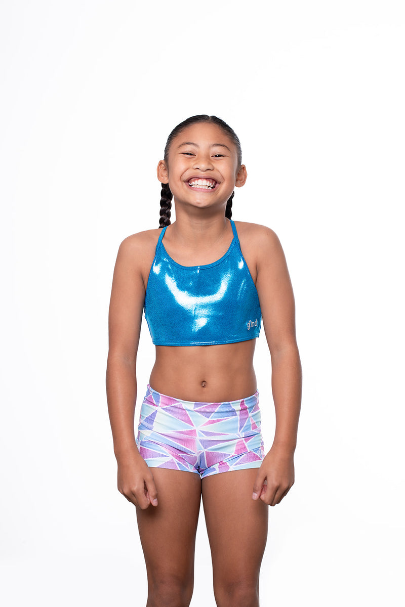 Ocean Blue Mystique T-Back Crop Top