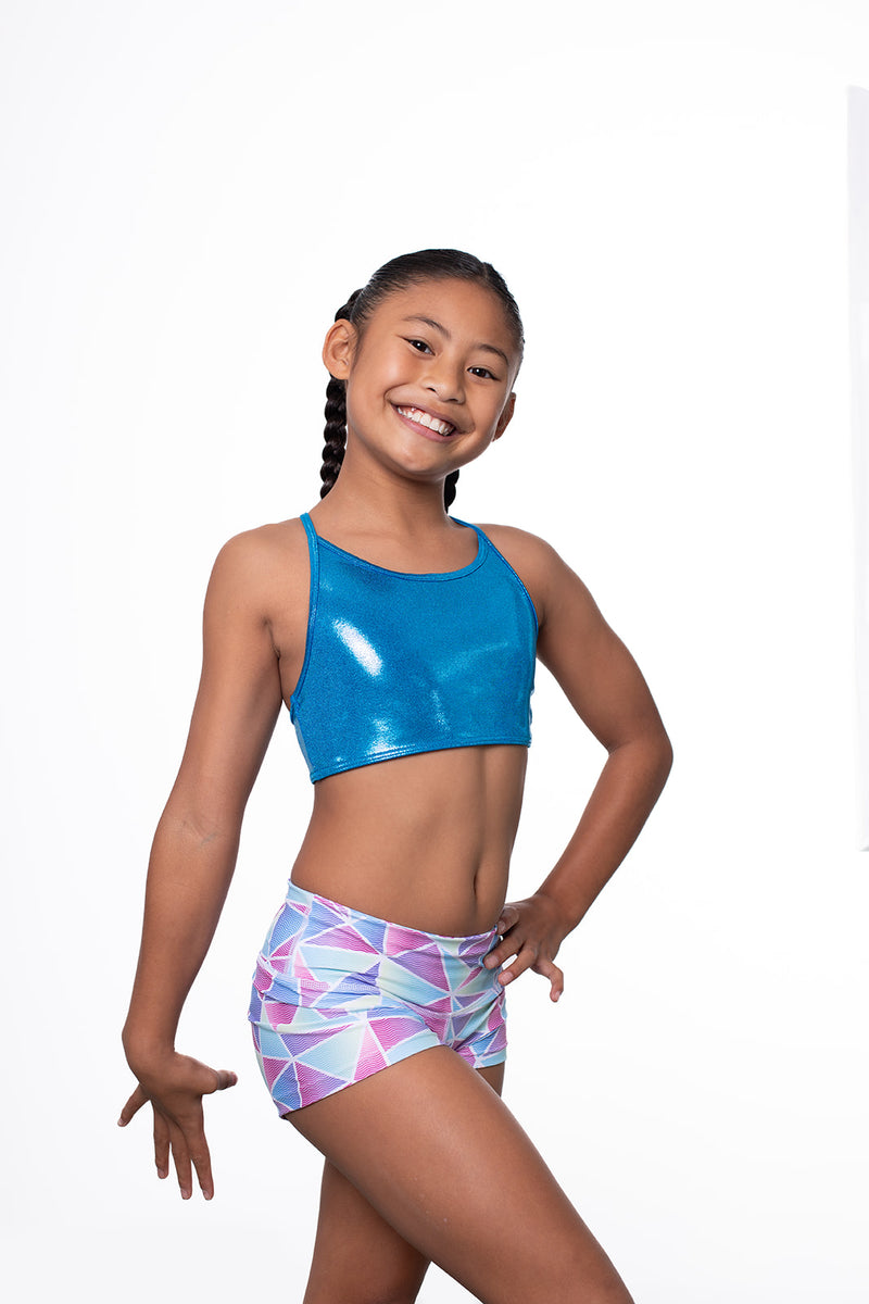 Ocean Blue Mystique T-Back Crop Top