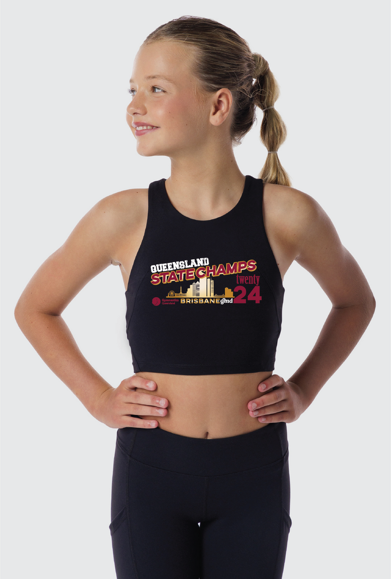 2024 QLD State Championships- Luxe Black Crop Tank