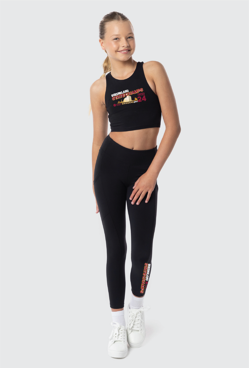 2024 QLD State Championships- Luxe Black Crop Tank