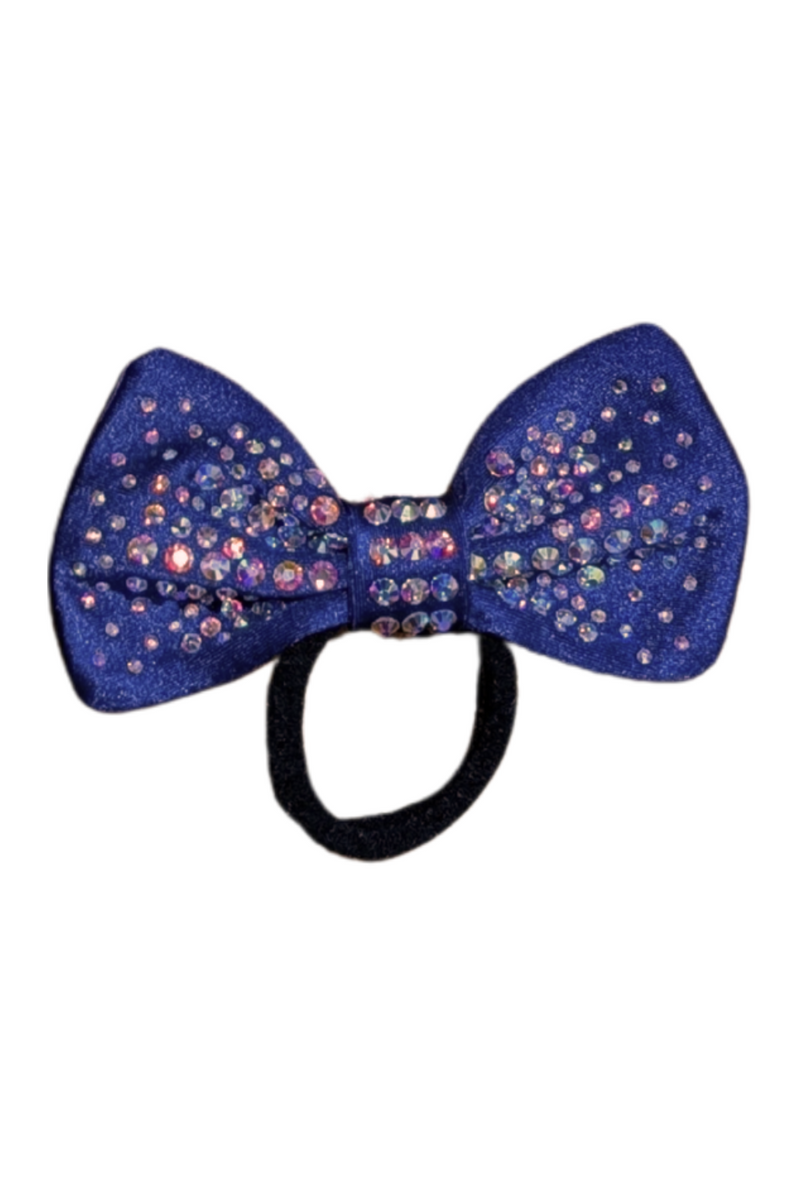 Navy Metallic Lycra Hair Bow