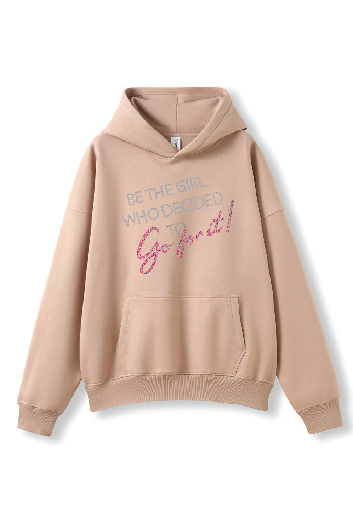 Sequin "Be the girl who decided to go for it"- Oversized Hoodie