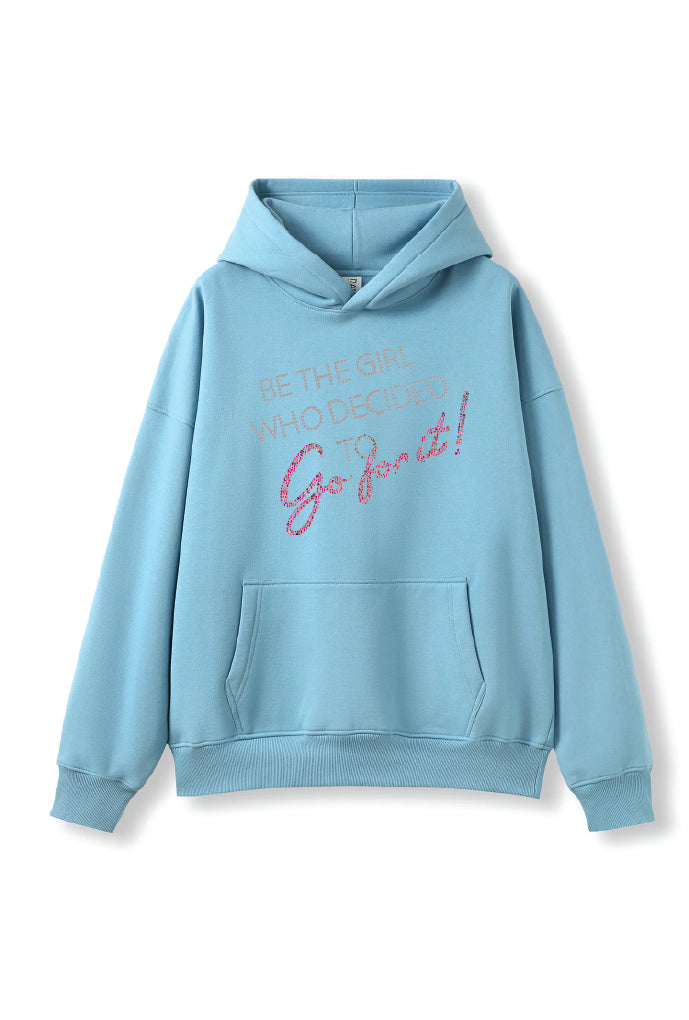 Sequin "Be the girl who decided to go for it"- Oversized Hoodie