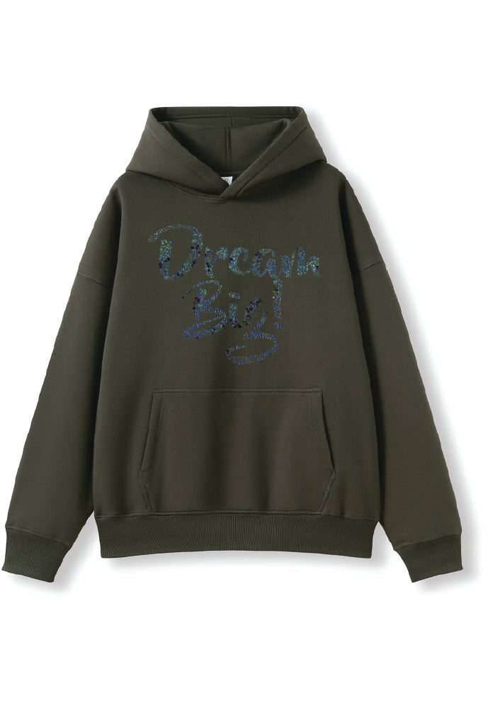 Blue Sequin Dream Big- Oversized Hoodie
