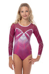 Magenta Flare Long Sleeve Competition Leotard (Seconds/ Sale)