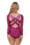 Magenta Flare Long Sleeve Competition Leotard (Seconds/ Sale)