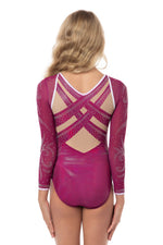Magenta Flare Long Sleeve Competition Leotard (Seconds/ Sale)