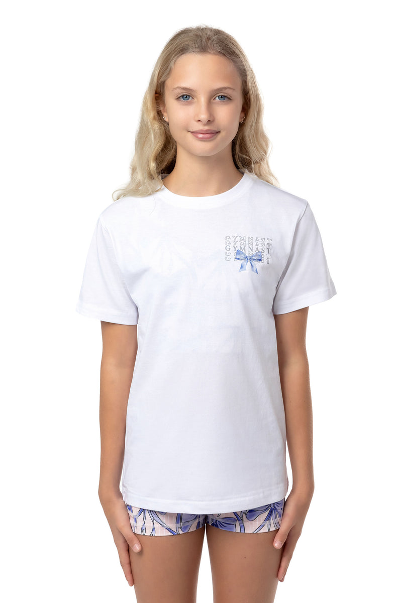 Blue Ribbon Gymnast Tee- White