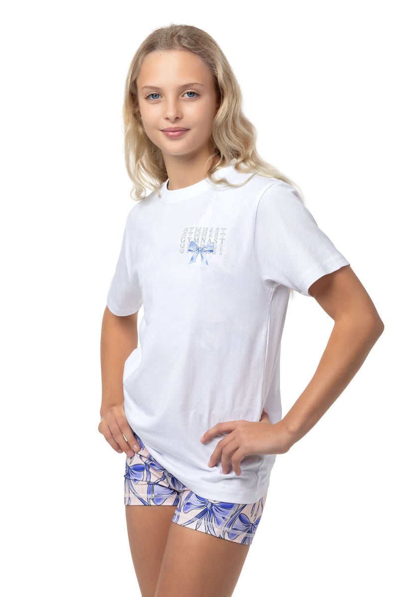 Blue Ribbon Gymnast Tee- White