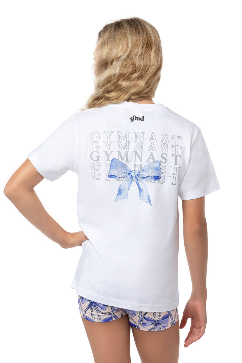 Blue Ribbon Gymnast Tee- White