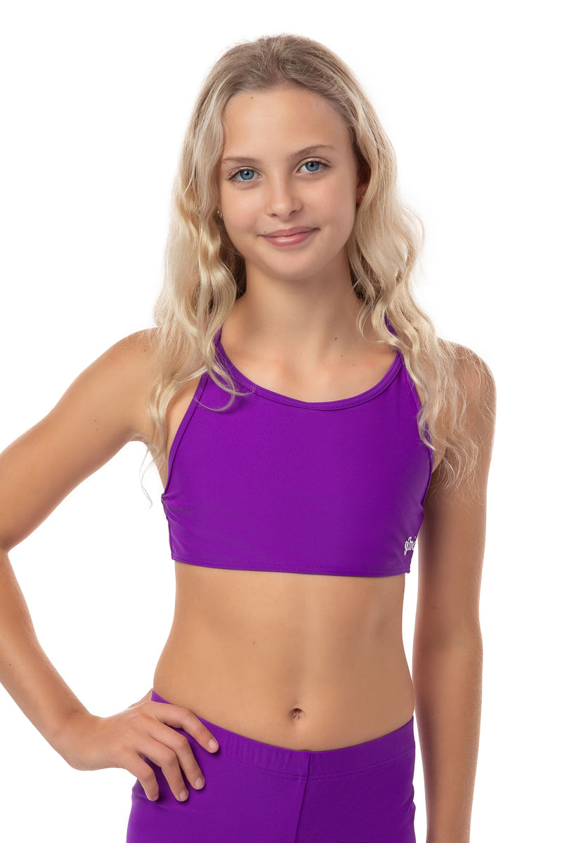 Purple Lycra T-Back Crop Top