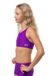 Purple Lycra T-Back Crop Top