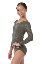 Zora long Sleeve Competition Leotard- Olive