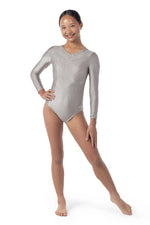 Zora Long Sleeve Competition Leotard- Gilded Pearl