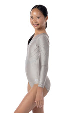 Zora Long Sleeve Competition Leotard- Gilded Pearl