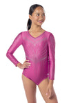 Zora Long Sleeve Competition Leotard- Rose
