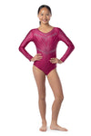 Zora long Sleeve Competition Leotard- Cranberry