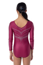 Zora long Sleeve Competition Leotard- Cranberry