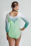 Scalloped Lime 3/4 Sleeve Competition Leotard