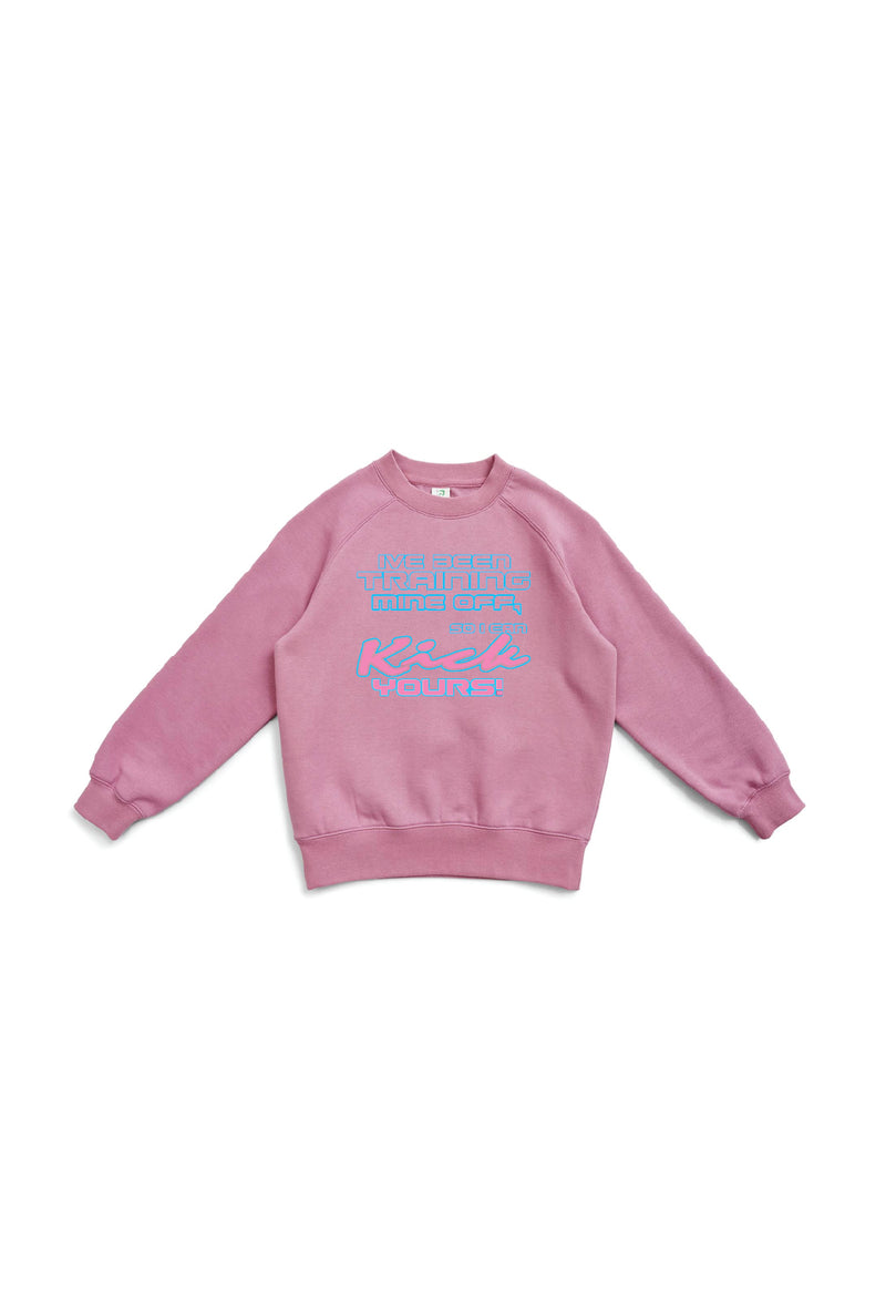 I Train Mine to Kick yours crew neck jumper