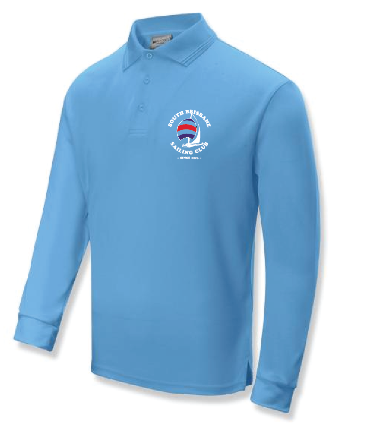South Brisbane Sailing Club Members Sun Smart Long Sleeve Polo Shirt - Sky Blue