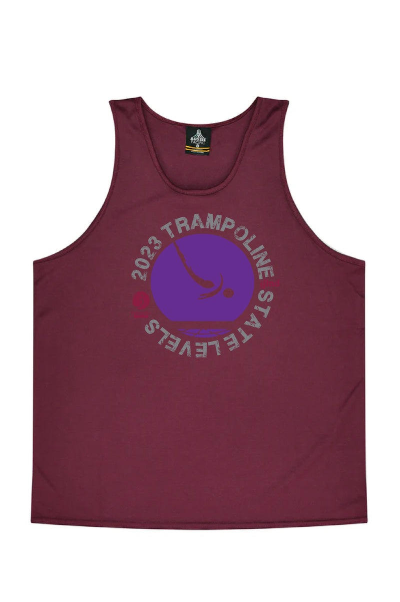 2023 Gym QLD Trampoline State Levels - Maroon Unisex Singlet