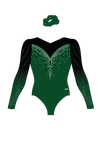 IN STOCK- Kelly Green & Black Long Sleeve Competition Leotard
