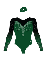 IN STOCK- Kelly Green & Black Long Sleeve Competition Leotard