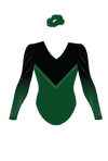 IN STOCK- Kelly Green & Black Long Sleeve Competition Leotard