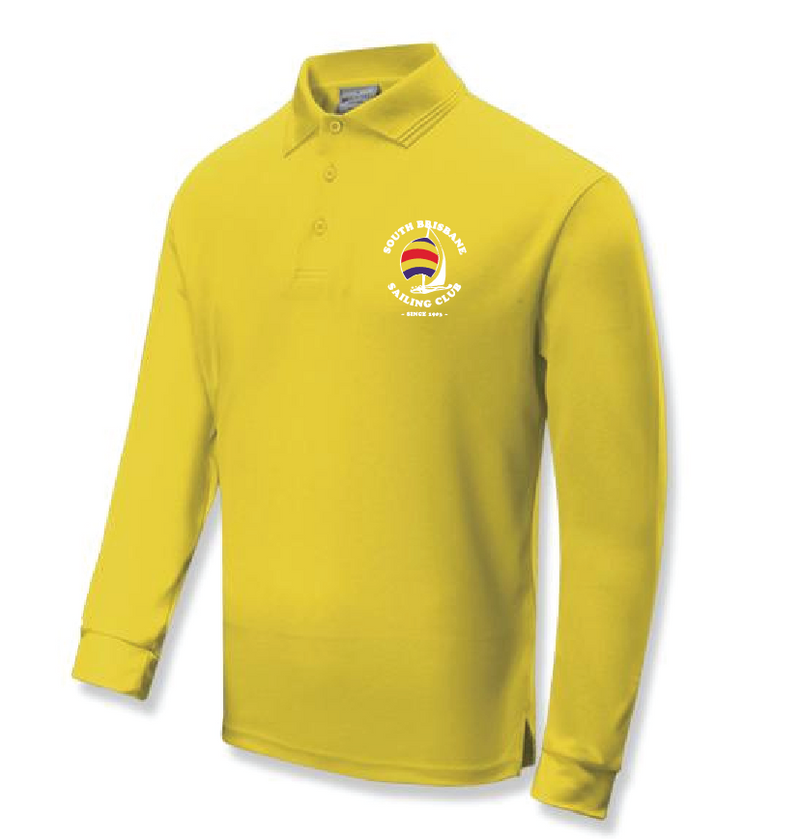 South Brisbane Sailing Club Youth Members Sun Smart Long Sleeve Polo Shirt - Yellow