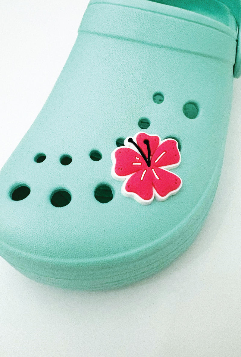 Pink Hibiscus Flower-  Croc Jibbitz