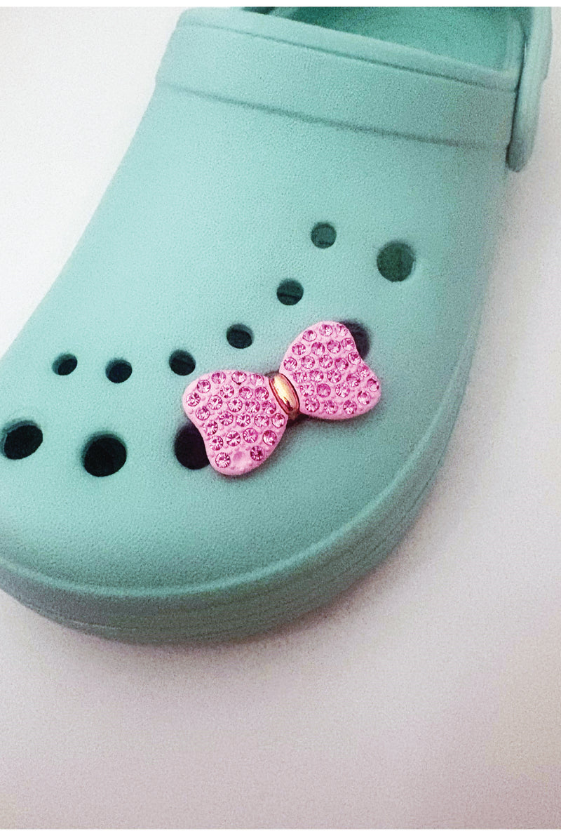 Sparkly Light Pink Bow-  Croc Jibbitz