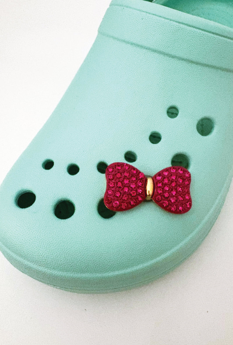 Sparkly Hot Pink Bow-  Croc Jibbitz