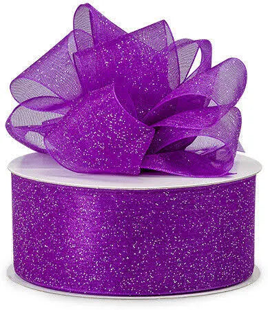 Purple Glitter Organza Ribbons