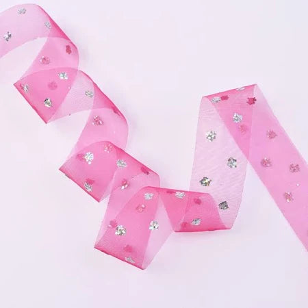 Rose Glitter Spot Ribbons