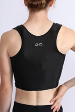 Black lycra gymnastics crop top by GMD Activewear Australia