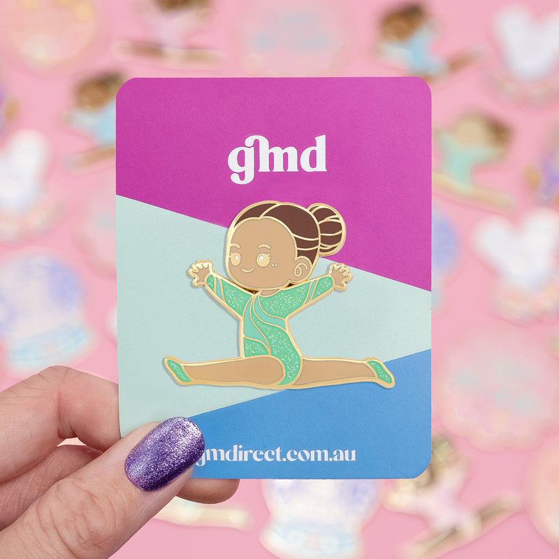 Mint Glitter Gymnast Split Leap Pin