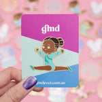 Blue Glitter Gymnast Split Leap Pin