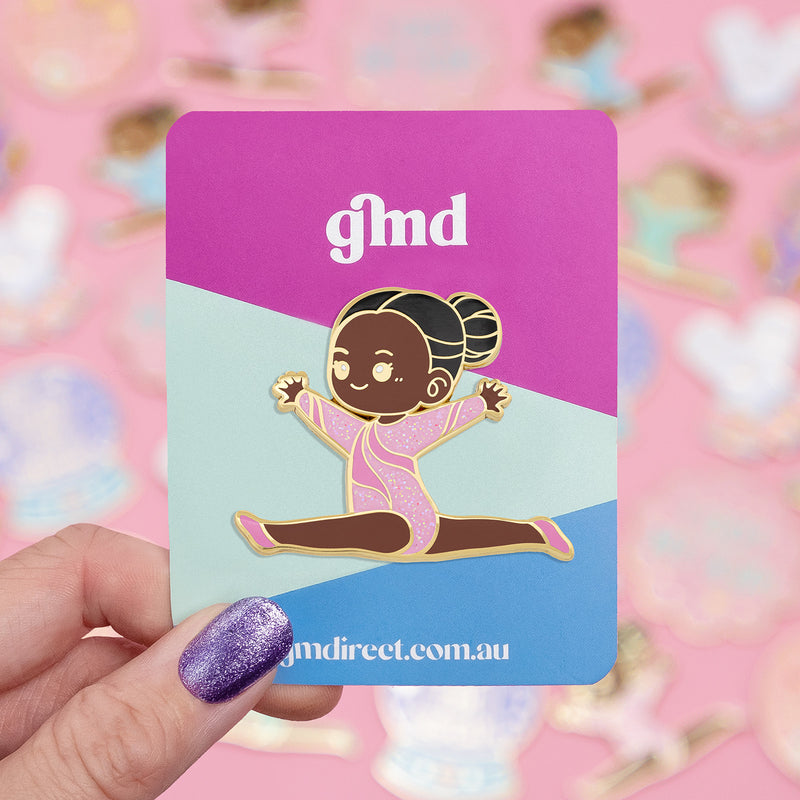 Pink Glitter Gymnast Split Leap Pin