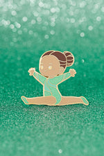 Mint Glitter Gymnast Split Leap Pin
