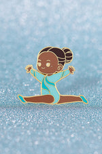 Blue Glitter Gymnast Split Leap Pin