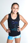 I Can & I will Blue Sequin Motivational Singlet for Children by GMD Activewear Australia