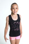 I Can & I will Pink Sequin Motivational Singlet for Children by GMD Activewear Australia
