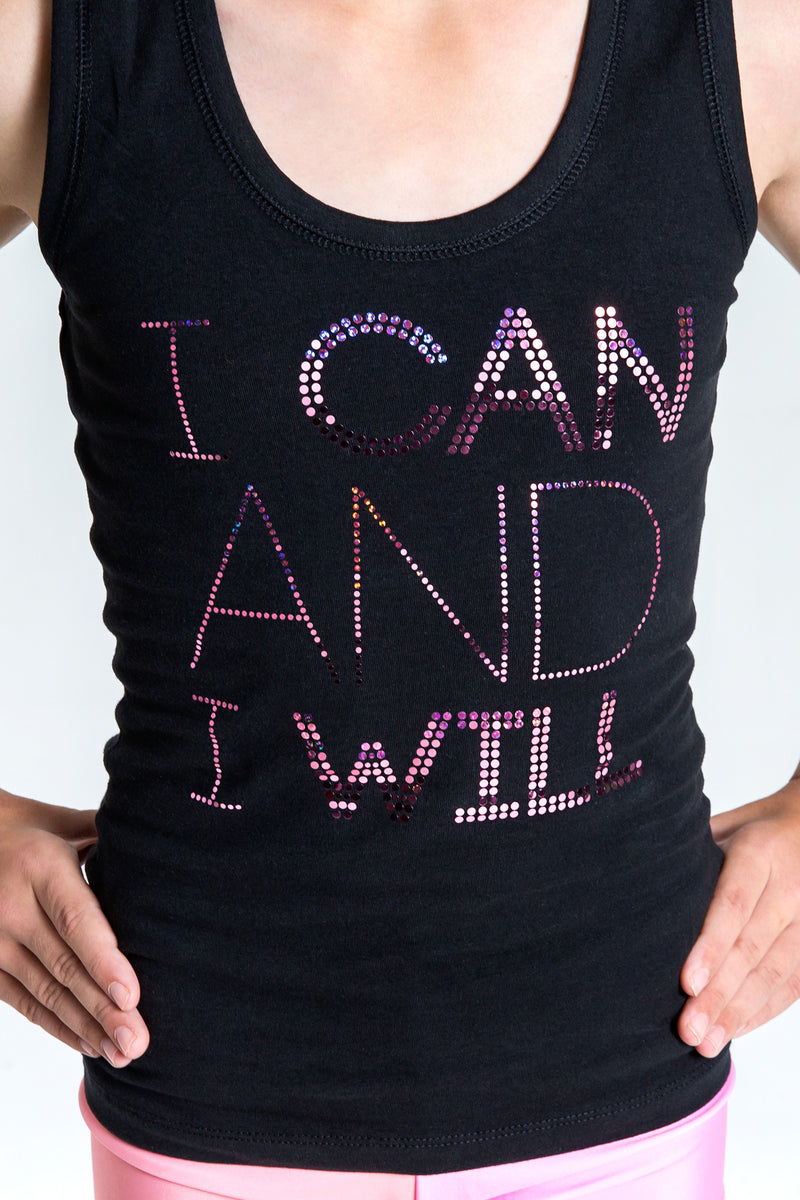 I Can & I will Pink Sequin Motivational Singlet for Children by GMD Activewear Australia