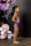 Purple Metallic Lycra Shorts