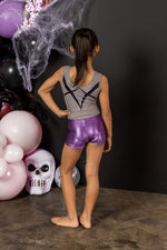 Purple Metallic Lycra Shorts